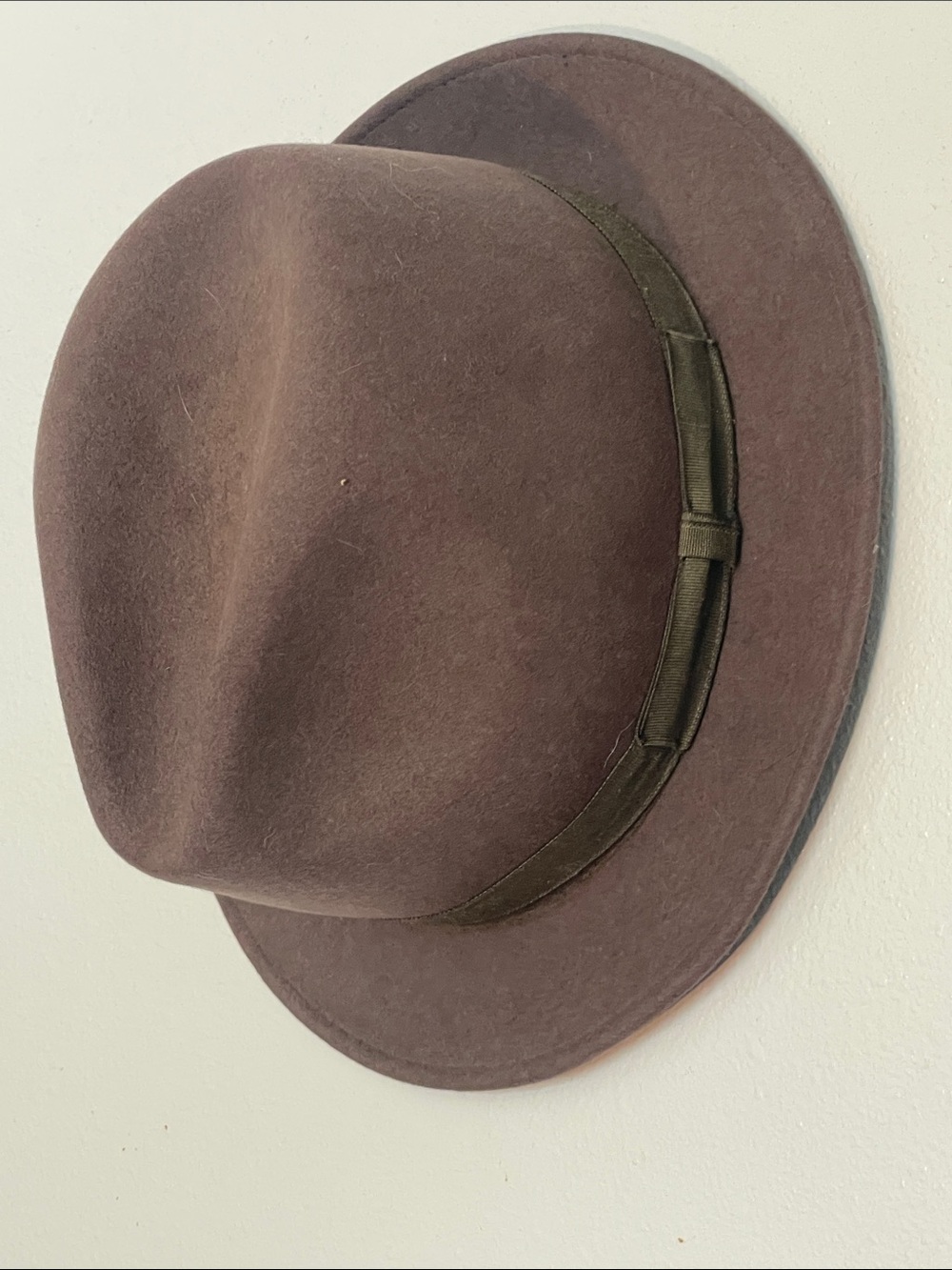 Weatherproof Brown Wool Fedora Hat with Dark Olive Band